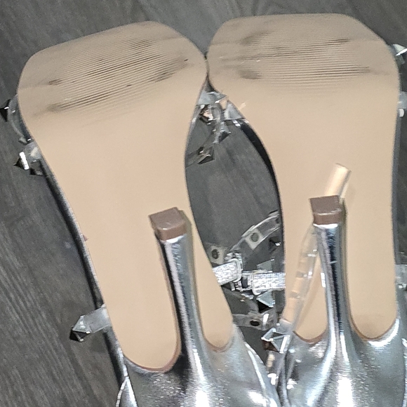 Steve Madden clear studded heels silver size 8 - Picture 4 of 6